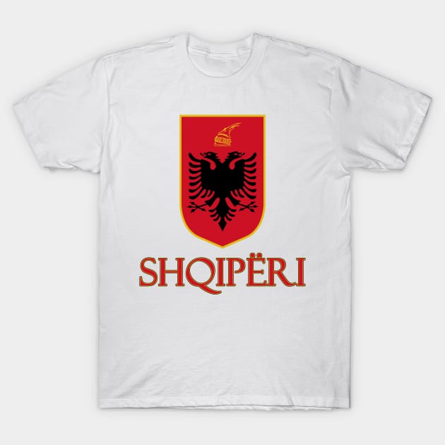 Albania (in Albanian) Coat of Arms Design T-Shirt by Naves